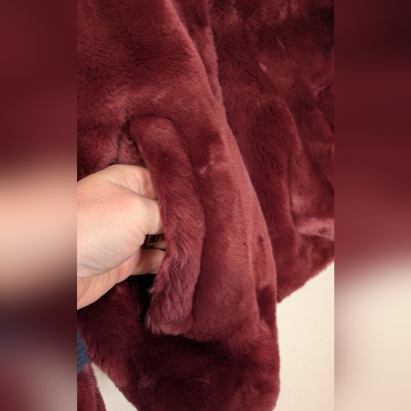 Free People Burgundy Faux Fur Jacket - Picture 8 of 11